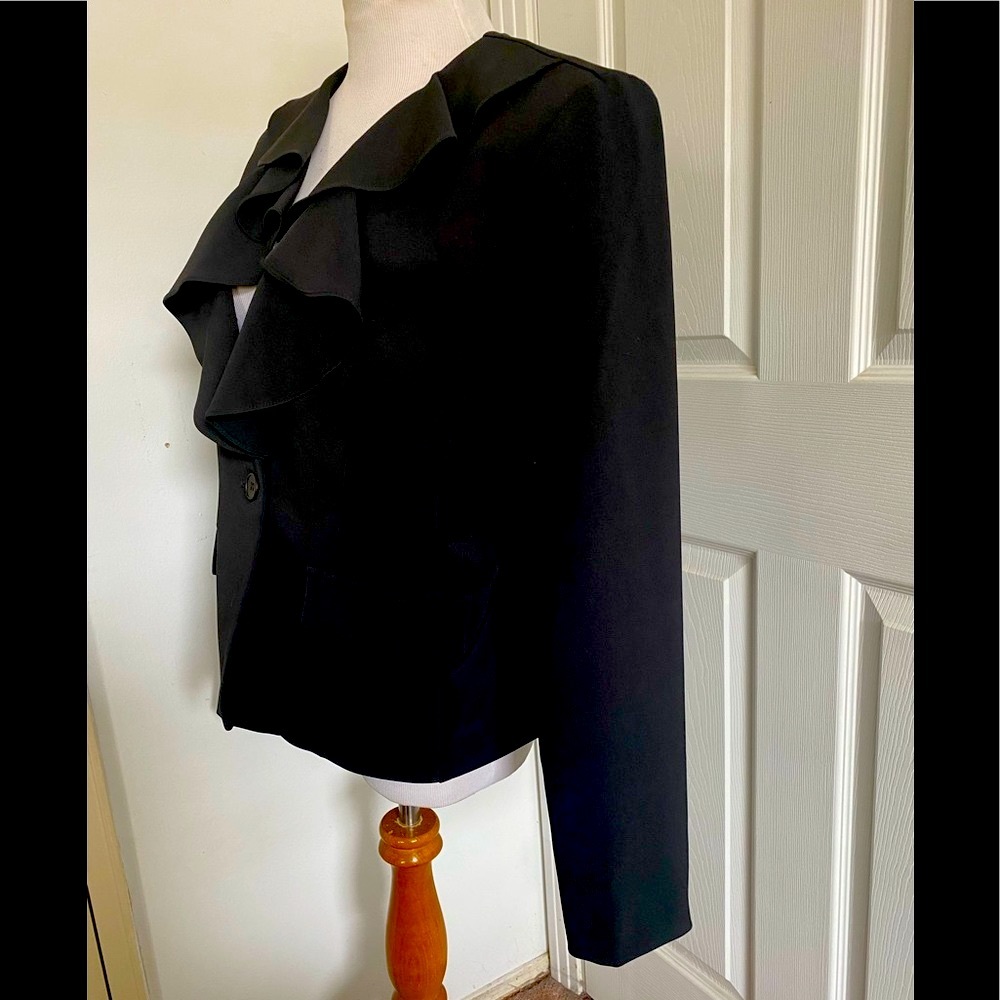 Joseph Ribkoff Black Draped Ruffle Blazer - Picture 3 of 10